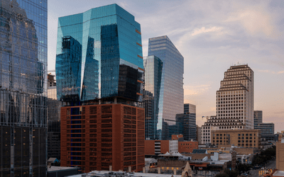 Duda Paine places sculptural glass office on top of terracotta base in Austin