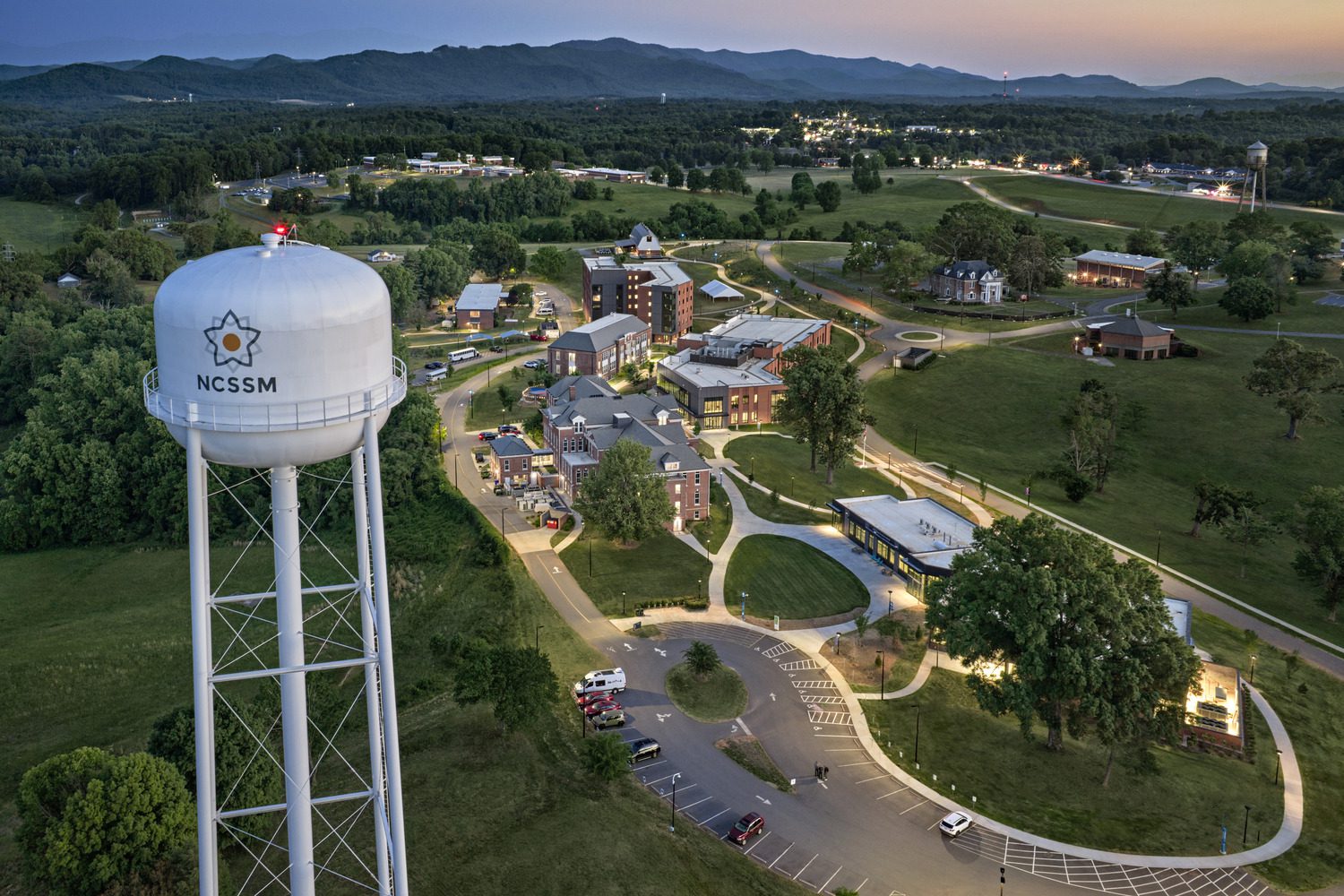 NCSSM Campus Night Aerial NC School of Science and Mathematics (NCSSM) – Morganton